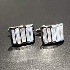 Rectangle Mother Pearl Stripes Cufflinks Men Birthday Father  s Day Gift InBox