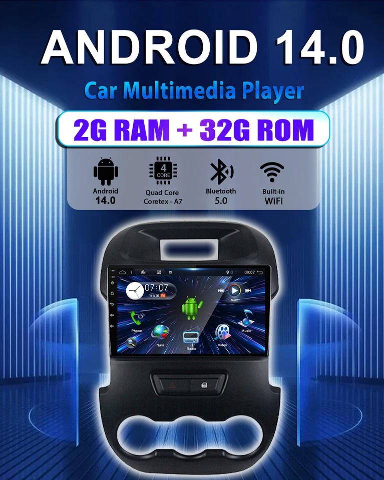 2GB+32GB Für Ford Ranger Xlt 11-16 Android 14 CarPlay Autoradio Navi GPS DAB+AHD - Bild 4 von 4