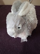 DanDee Collectors Choice Bunny Plush Animal Toy Gray/White W/Pink Bow. 2019