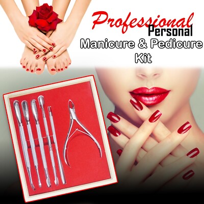 6Pcs Men Women Manicure Pedicure Set Finger Toe Nail Nipper Pushers Grooming Kit