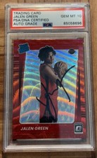 2021 Panini Optic Jalen Green Ruby Red Wave Rookie Card RC Auto PSA GEM 10 AUTO