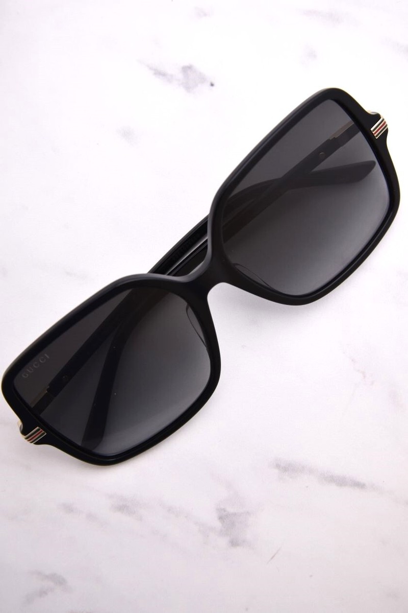 サングラス Gucci Sunglasses GG1448SA 001 Black Square Asian Fit Gucci Gg1448sa Black Female Rectangle Sunglasses | Eyewear Index