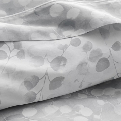 $550+tax ANNE DE SOLENE ROSEE GRIS GRAY SILVER KING DUVET COVER BOTANICAL FLOWER