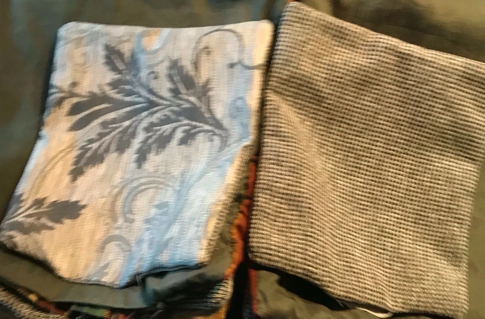 Pair of Gray Print Decorative Throw Pillows 11 x 11