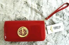 NEW Alfa Red Wristlet wallet divisions Removable wrist loop Golden Hardware NWT