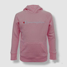  32 Champion Girls' Pink Long Sleeve Graphic Logo Pullover Hoodie Size L
