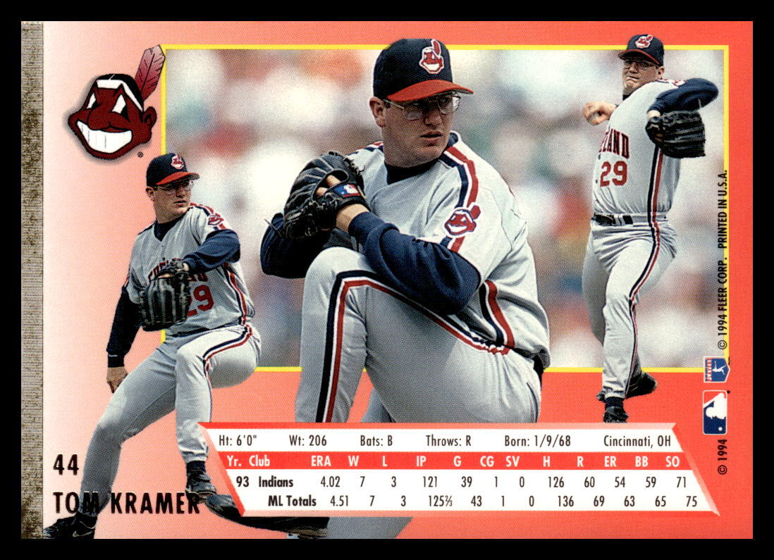プロ野球 カード 1994 1994 Ultra #44 Tom Kramer Cleveland Indians Baseball Card | eBay