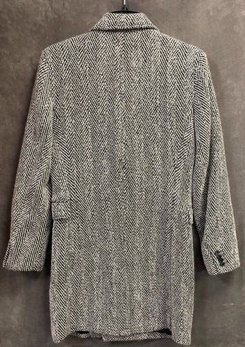 NEW EXPRESS $328 BLACK WHITE WOOL BLEND HERRINGBONE TOPCOAT COAT SZ XS - Picture 8 of 8