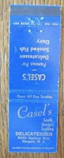 DELI RESTAURANT MATCHBOOK COVER: CASEL'S MARGATE, NEW JERSEY EMPTY MATCHCOVER D8