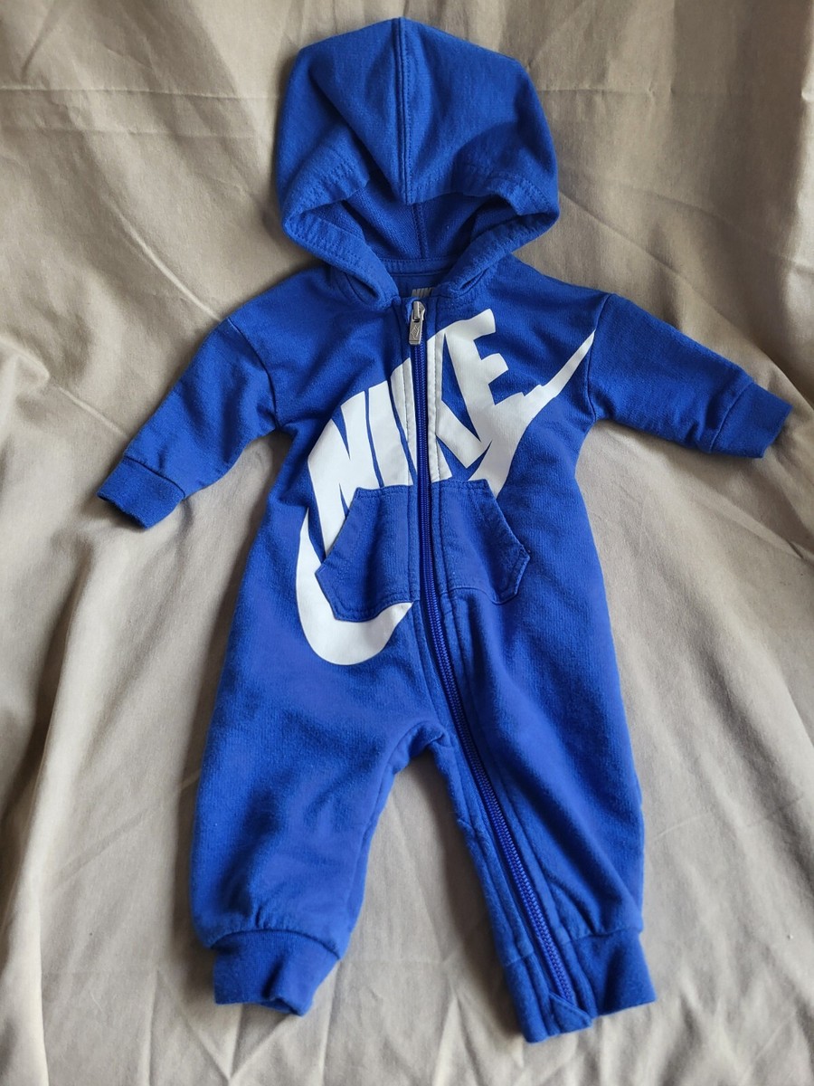 Nike Blue One Piece Sweatshirt Romper Hoodie Infant Baby Months