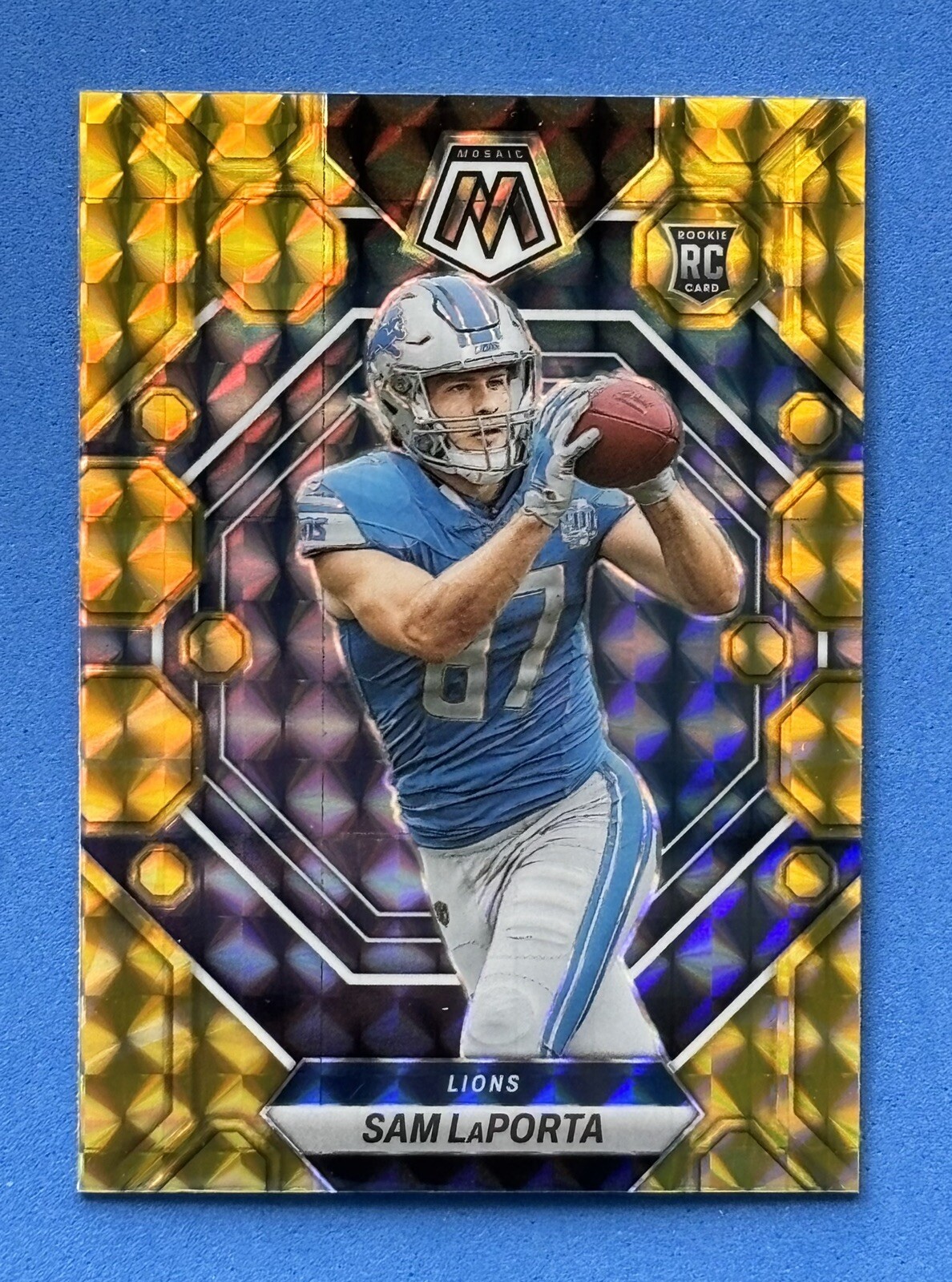 Sam LaPorta 2023 Panini Mosaic Football Yellow Reactive Prizm RC LIONS Mint