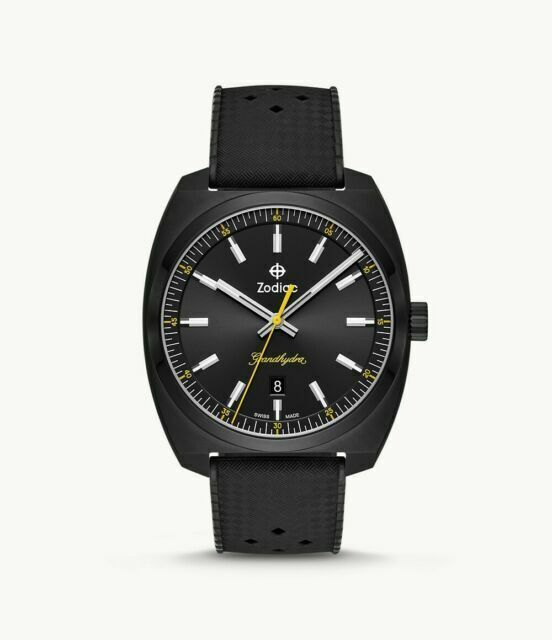 Zonzo Studio 技研所 ポルシェ MIRAGE GT Black Zodiac ZMX-02 Racer Mens Black Dial Black Rubber Band Strap