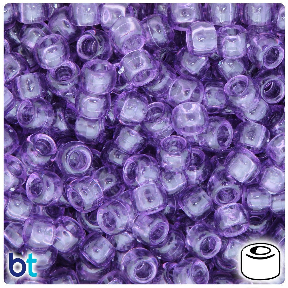 BeadTin Light Amethyst Faceted Barrel Pony Beads - 500pcs 9mm Craft Beads With 4mm Holes