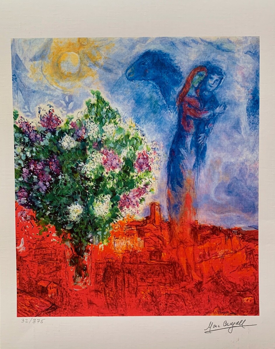 Marc Chagall COUPLE ABOVE ST PAUL Limited Edition Facsimile Signed