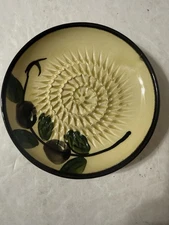 Garlic Grater Plate Hecho A Mano 5" Yellow W/Olives