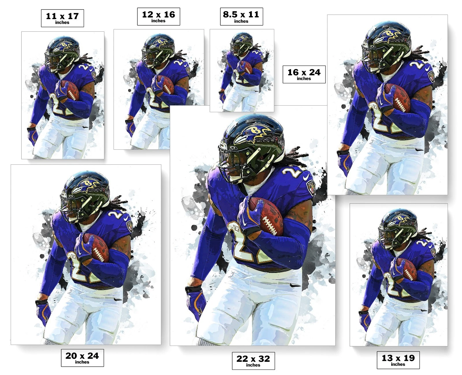 Derrick Henry Baltimore Ravens Vertical Poster - Sports Print for Man Cave