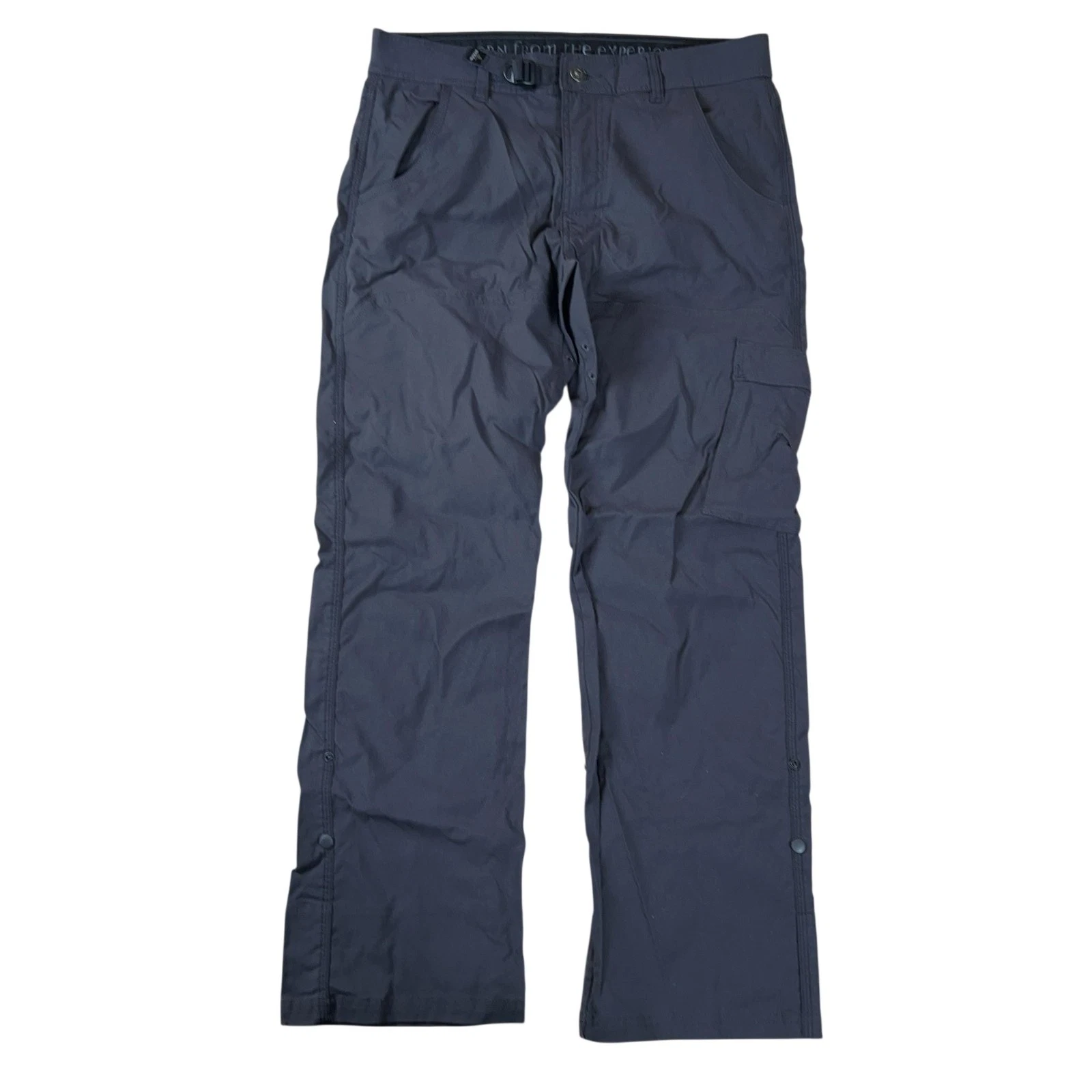 PrAna Pants Mens 32x30 Gray Cargo Nylon Slim Stretch Adjustable Waist Travel