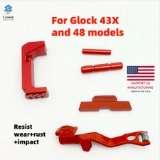 5Pcs Glock 43X 48 Extended Slide Stop Mag Release Set Lock Lever Pin Kit Red