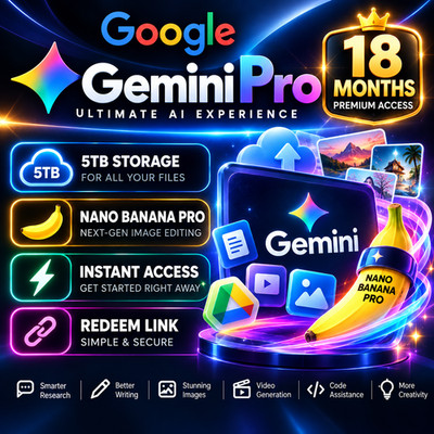 Google AI Pro Gemini 18 Months | Activation Link | 5TB Storage | Nano Banana Pro