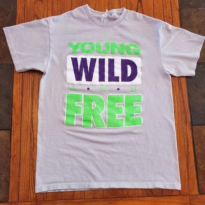 2011 Young Wild Free Bright Green Purple Shirt Wiz Khalifa Snoop Dogg Bruno Mars