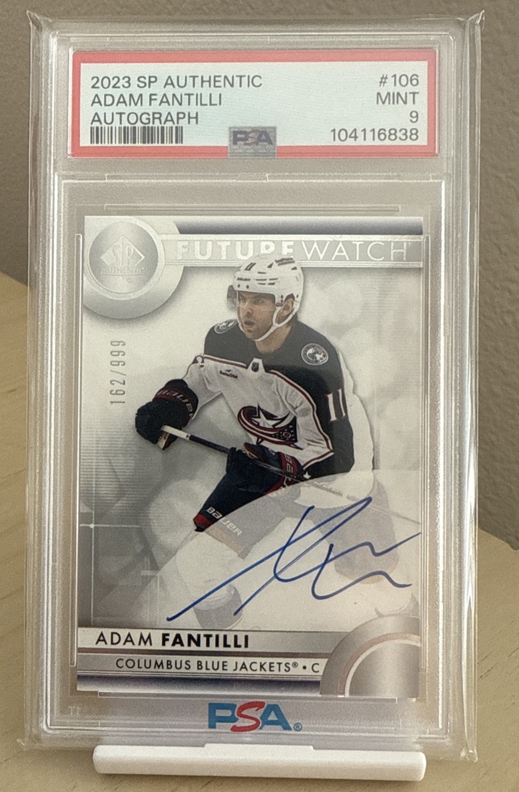 2023-24 SP Authentic #106 Adam Fantilli Future Watch Autograph 162/999-PSA 9