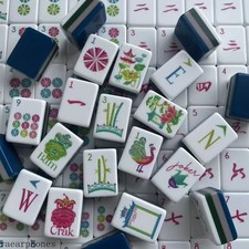 American Mahjong Game Set,160 Deep Blue Layered Mah Jong Tiles Family Party Gift