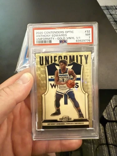 2020 Panini Contenders Optic Uniformity Anthony Edwards  Gold Vinyl 1/1 PSA 7 RC