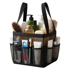 Mesh Shower Caddy, Portable Black Beach Tote Bag for Bathroom Dorm Essentials...