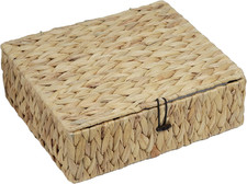 Water Hyacinth Wicker Storage Basket with Lid, Large  Rectangular Woven Box