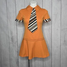 Vintage 60s 70s Golden Maid Mod Mini Dress w/ Removable Tie – Size Small
