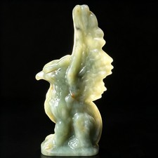 3.9INNatural Jade Gryphon Sculpture Fine Carved Stone Mythical Animal Desk Gift