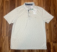 Tommy Bahama Palmetto Paradise Mens Polo Shirt Coconut Cream Embroidered Size L