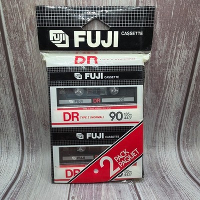 VTG Fuji DR Type I 90 Blank Audio Cassette Tape Pack of 2 NEW SEALED
