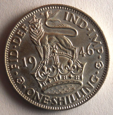 1946 GREAT BRITAIN SHILLING - AU/UNC SILVER COIN - High Value - Lot #B10