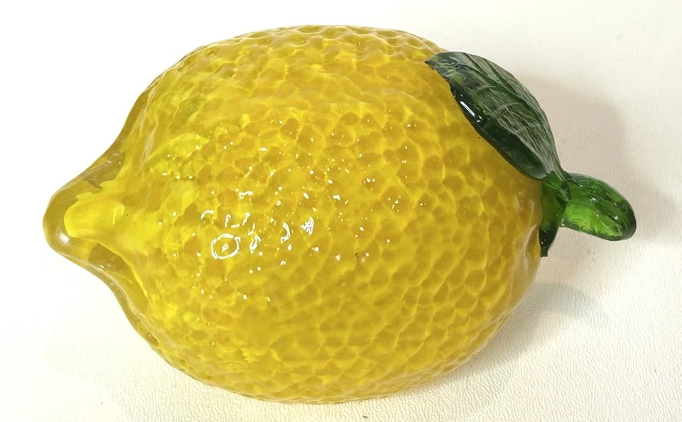Decoración vintage de fruta de limón amarillo estilo cristal de Murano Foto 2 de 3