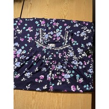 New Women  s 1pc Aria Print Cotton Pajama Gown Lt Lavender Lilac Navy Medium 8-10