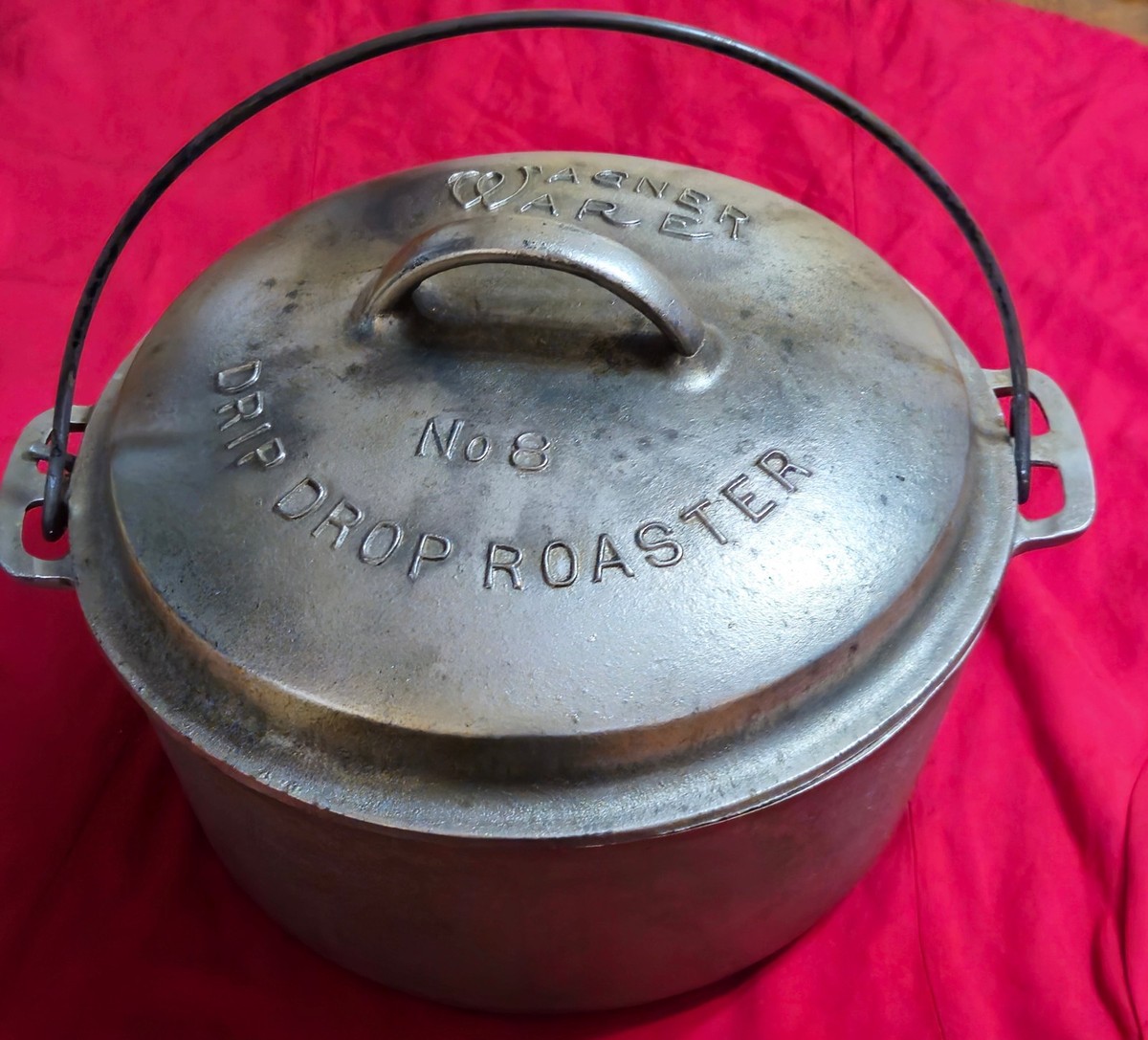 Antique Wagner Ware No. 8 Cast Iron 1268 Round Drip Drop Roaster