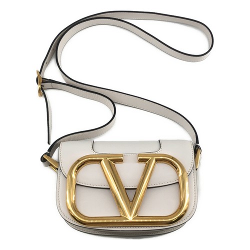 Valentino Garavani | Super VEE Leather Shoulder Bag White Gold Used KLDR-0