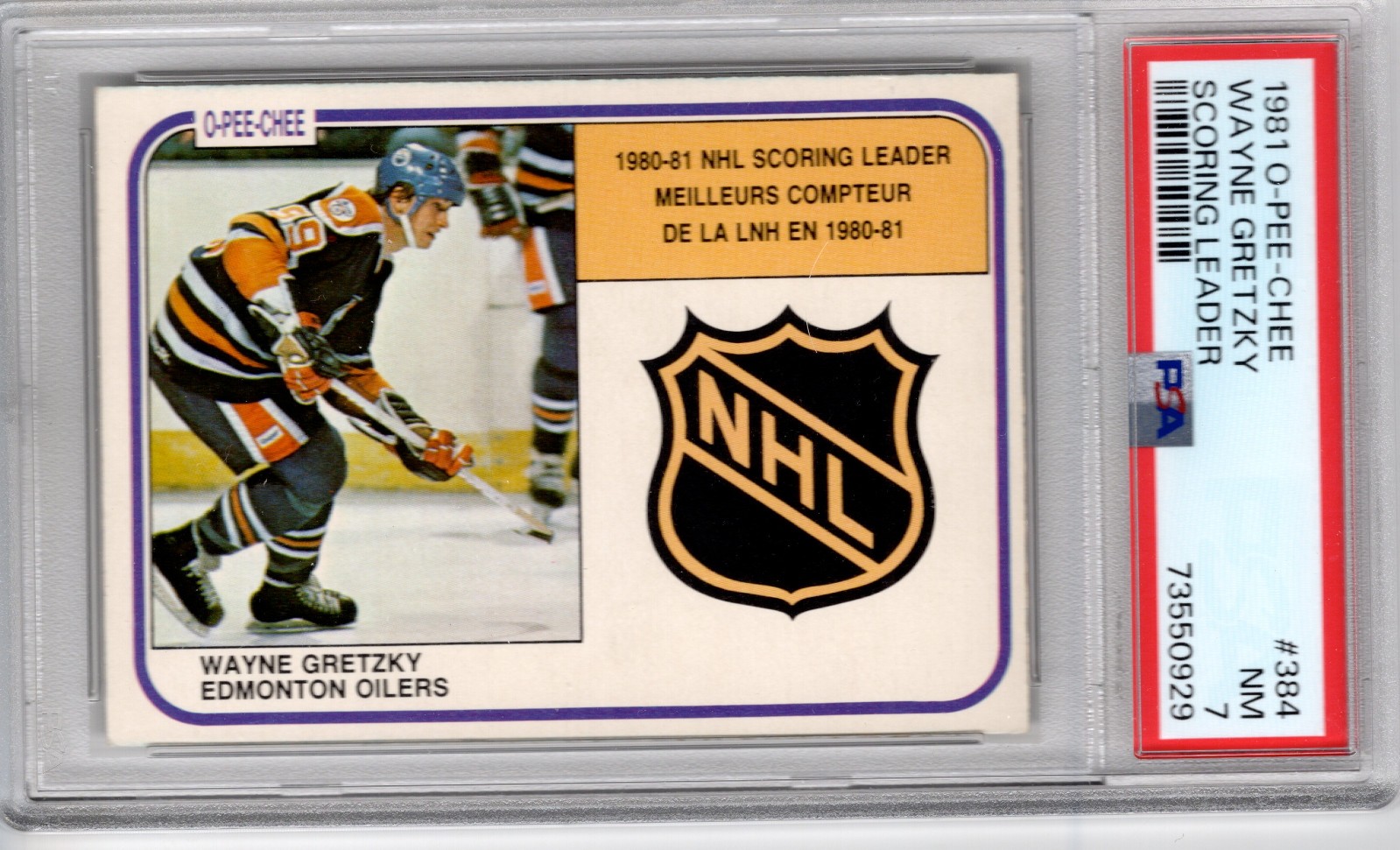 1981 O-Pee-Chee #384 WAYNE GRETZKY (PSA-7 NM)