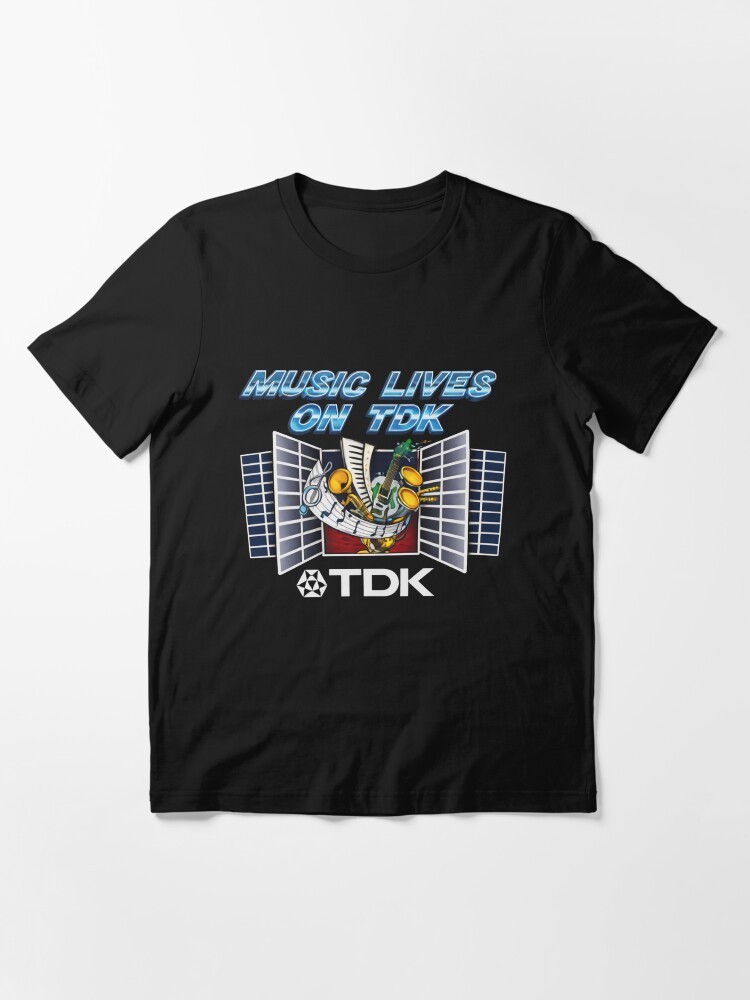 Music lives on retro boombox tdk cassette tape deck essential tshirt