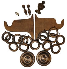 Anillo de cortina de madera de colección con soporte de varilla de ojales CONJUNTO acabado cortinas herrajes