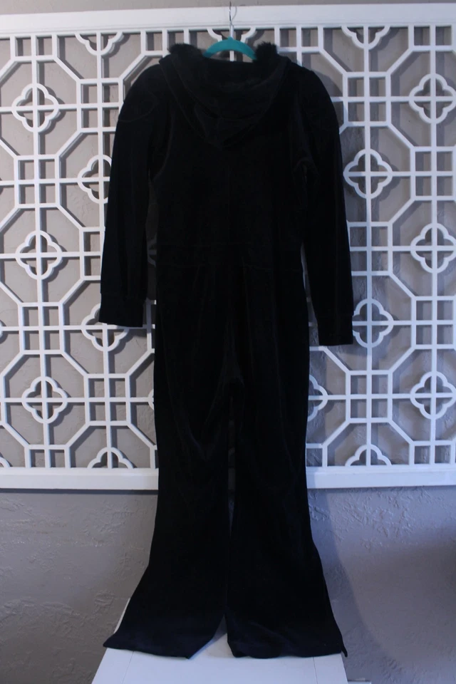 Mono vintage Baby Phat para mujer XL negro terciopelo cremallera retro imitación piel capucha 36W Foto 4 de 4