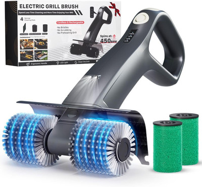Electric Grill Brush Rechargeable, Dual Brush Heads Design Cordless Electric BBQ