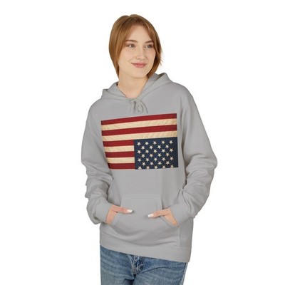 American Flag Fleece Hoodie - Unisex Cozy Pullover for Protests and Patriots