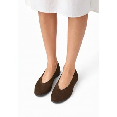 Eileen Fisher Leather Chocolate UNA Stretch Knit Ballet Flats 9 1/2