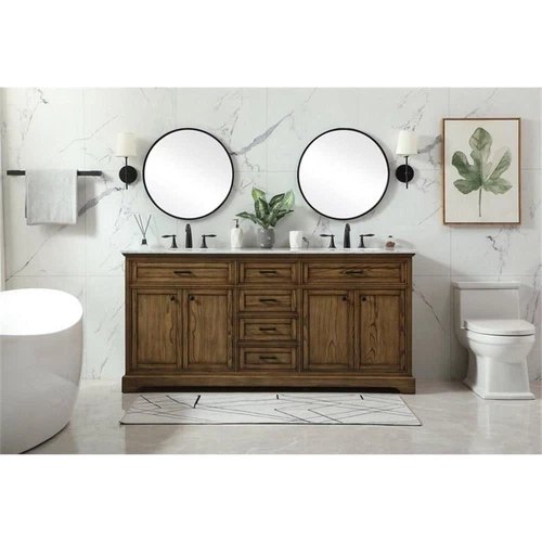 Elegant Decor Americana 72" Aluminum Alloy Double Bathroom Vanity in Driftwood - Picture 6 of 8