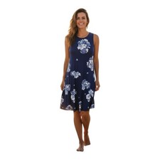 Old Navy Women's XS Blue White With Flowers Beach Cruise Short Tank Shift Dress