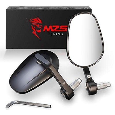  Motorcycle Mirrors, Bar End Rear View Mirror 7/8 Hollow Black Street Mirrors