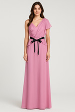 VTG NWT Alvina Valenta Maids Womens 90s Pink Chiffon One-Shoulder Gown Size 10