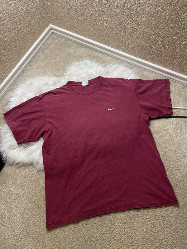 Vintage Nike Gray Tag 90s Mens M Maroon Blank T-Shirt White Embroidered Swoosh